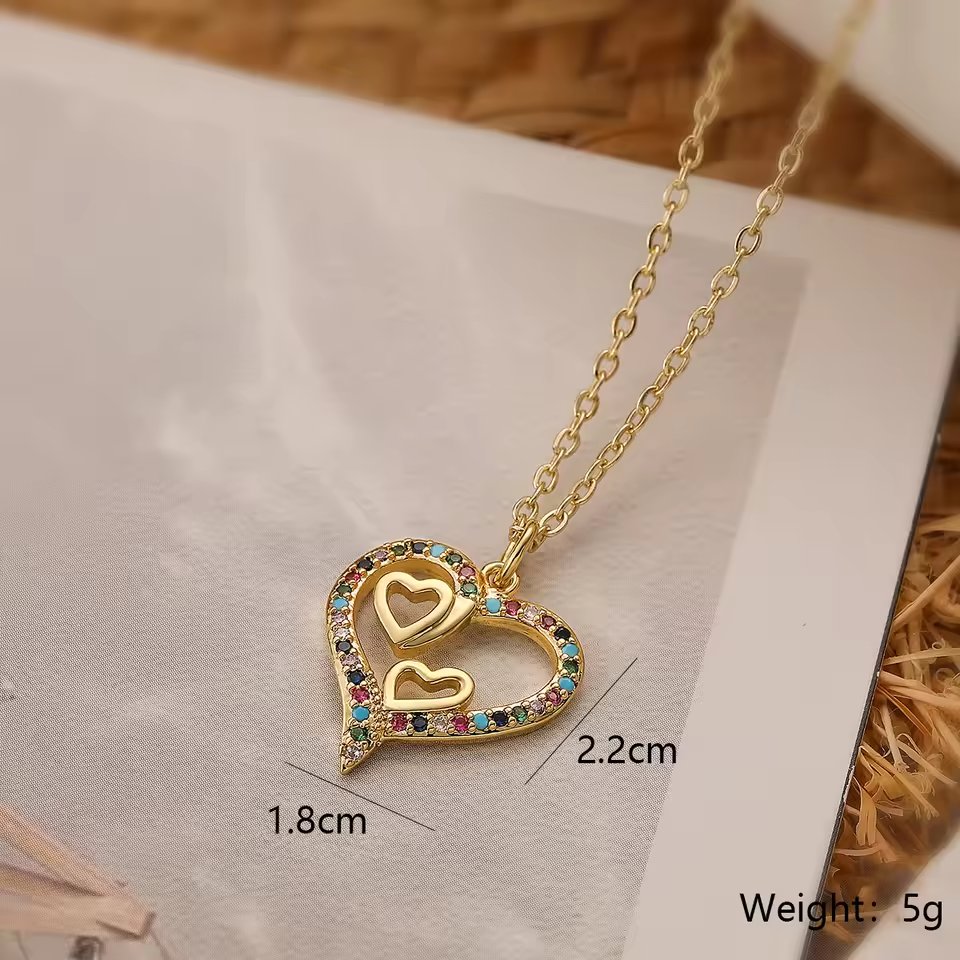 Diamond Filled Heart Necklaces
