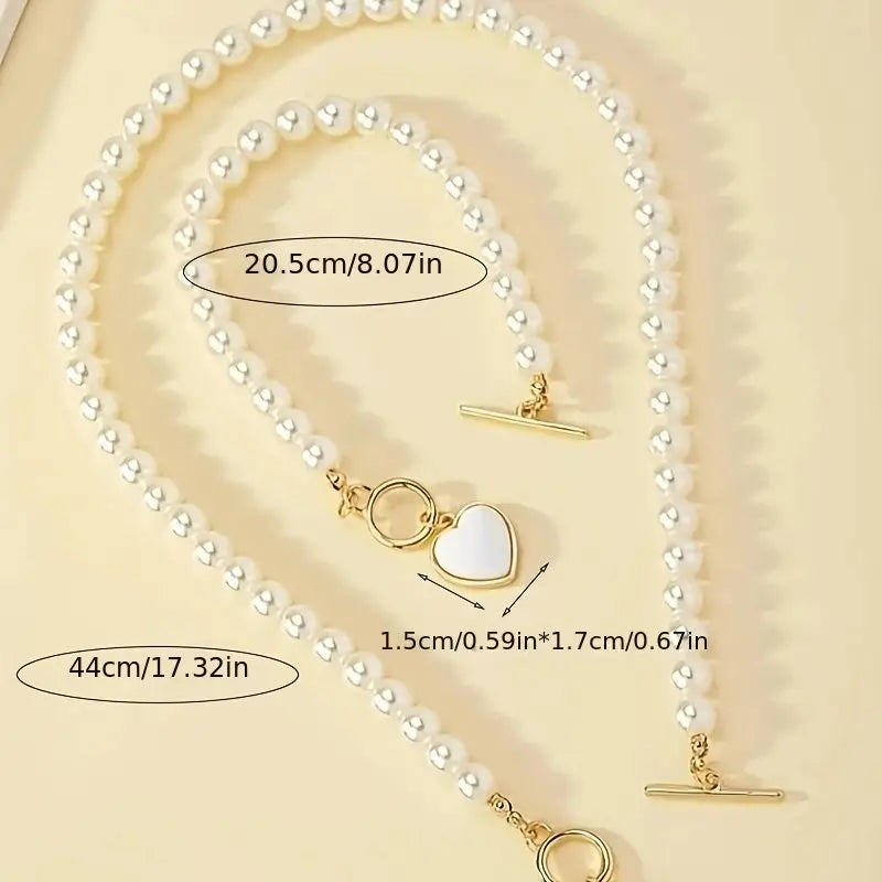 Beaded Heart Pendant Bracelet and Necklace Set