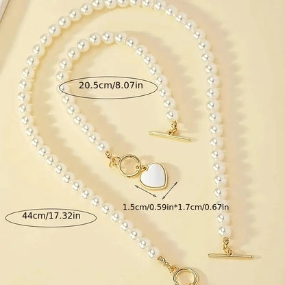 Beaded Heart Pendant Bracelet and Necklace Set