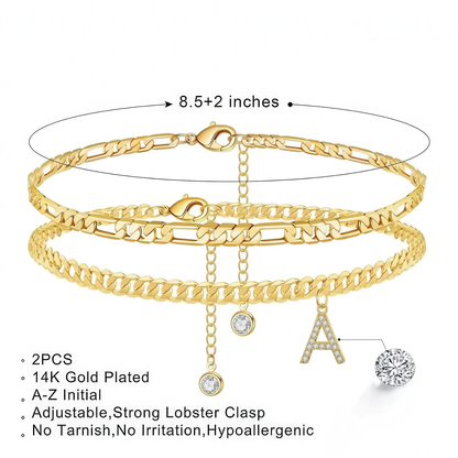 Double Layer Dainty Initial Anklet