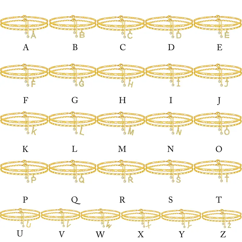 Double Layer Dainty Initial Anklet