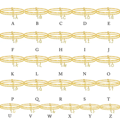 Double Layer Dainty Initial Anklet