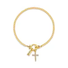 Beaded Birthstone Cross Charm Bracelet