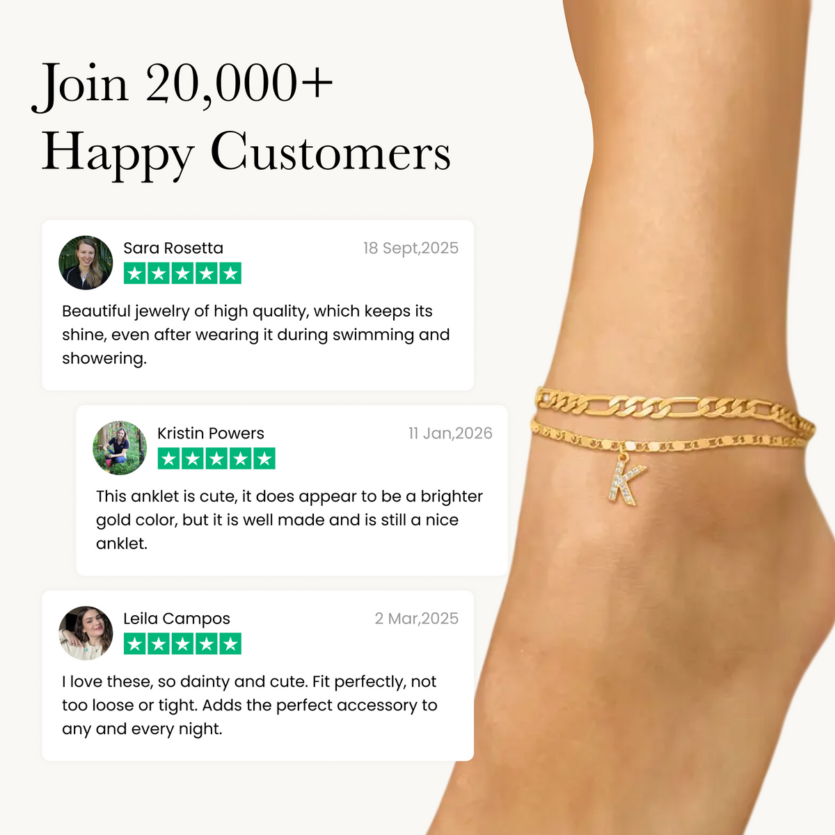 Double Layer Dainty Initial Anklet