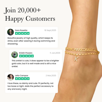 Double Layer Dainty Initial Anklet