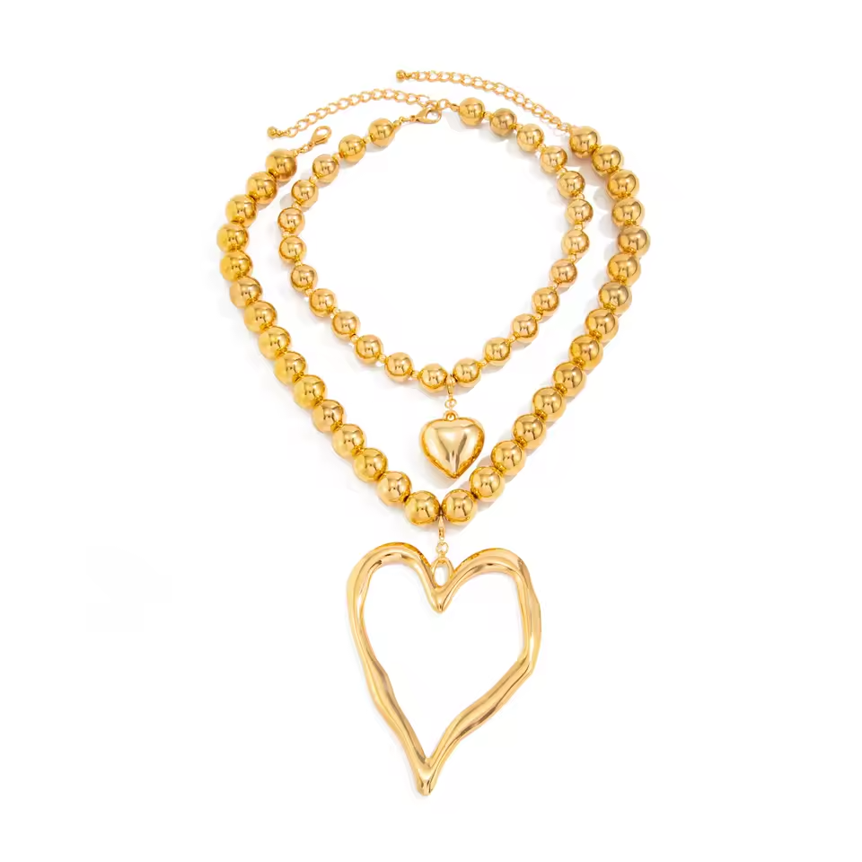 Heart Shaped Beaded Necklace Set