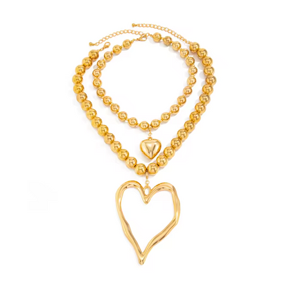 Heart Shaped Beaded Necklace Set
