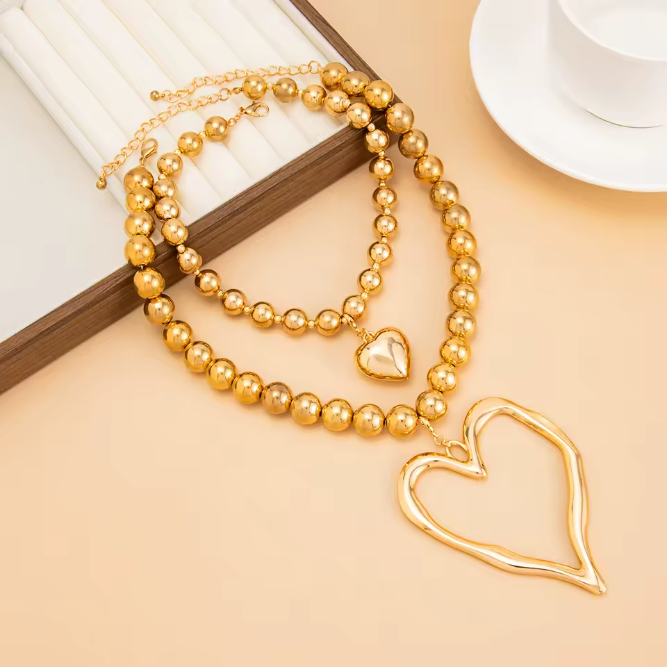 Heart Shaped Beaded Necklace Set